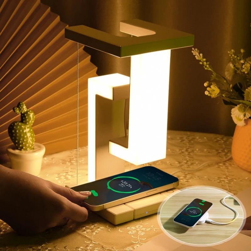 FUNKY LIGHTING, LED Anti-Gravity Levitating Lamp, Decorative Desk Lamp, Aesthetic Desk Lamp, Cool Desk Lamp, Cordless Desk Lamp, Unique Desk Lamp, Wireless Charging Desk Lamp, Modern Desk Lamp