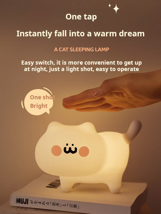 FUNKY LIGHTING, cute cat night light, night light for kids, rechargeable night light, diammable night light, decorative night light, silicone night light