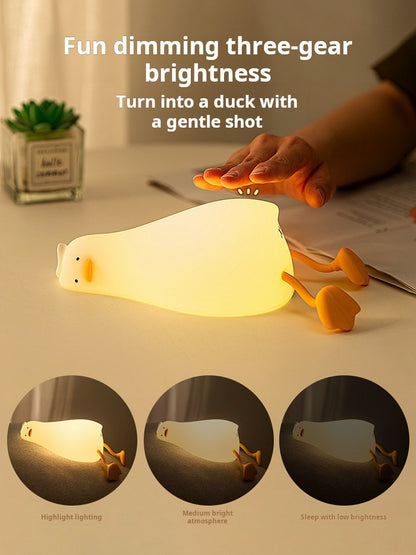 FUNKY LIGHTING, lazy duck night light, cute night light, night light for kids, rechargeable night light, diammable night light, decorative night light, silicone night light