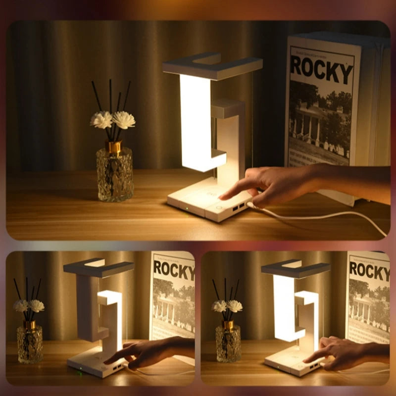 FUNKY LIGHTING, LED Anti-Gravity Levitating Lamp, Decorative Desk Lamp, Aesthetic Desk Lamp, Cool Desk Lamp, Cordless Desk Lamp, Unique Desk Lamp, Wireless Charging Desk Lamp, Modern Desk Lamp