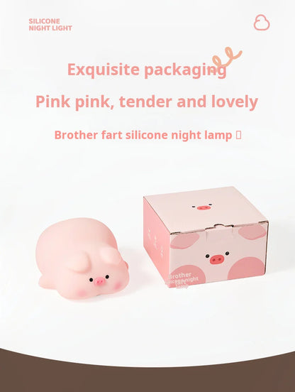 FUNKY LIGHTING, cute piggy night light, night light for kids, rechargeable night light, diammable night light, decorative night light, silicone night light