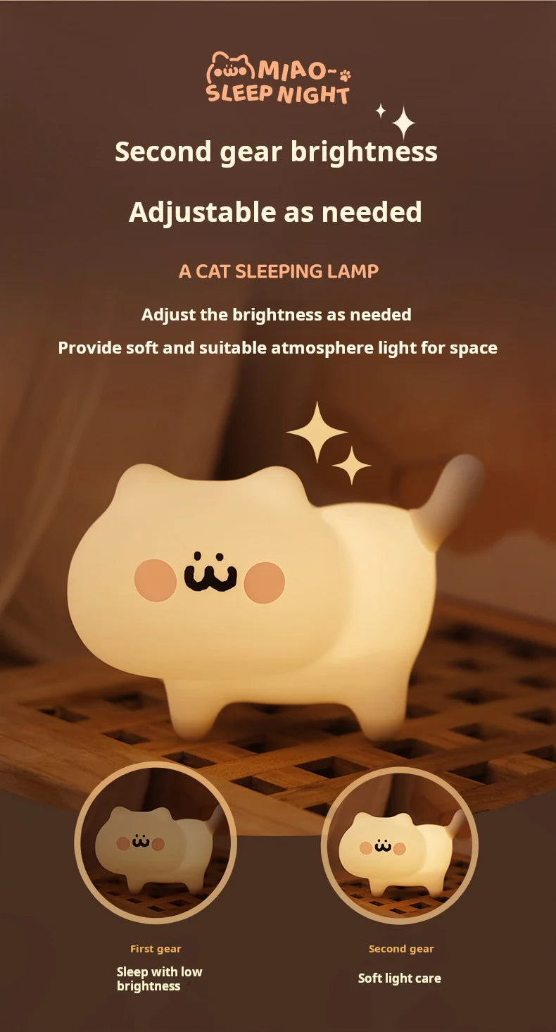 FUNKY LIGHTING, cute cat night light, night light for kids, rechargeable night light, diammable night light, decorative night light, silicone night light