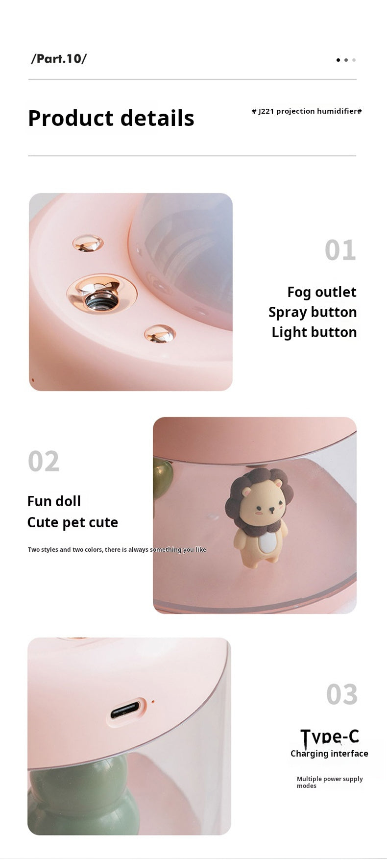 Cute Night Light with Projector & Humidifier