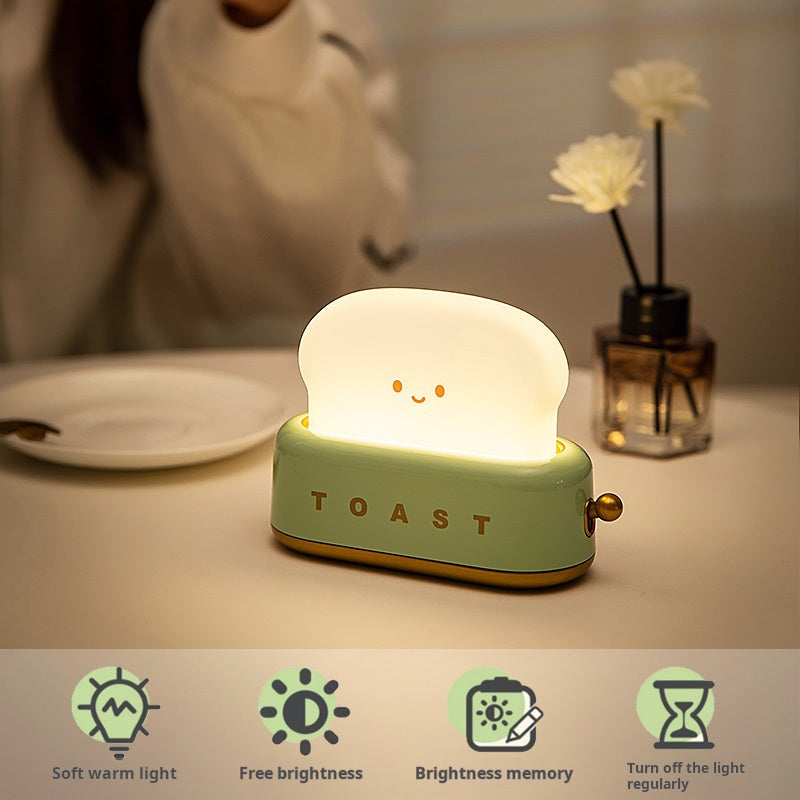 FUNKY LIGHTING, cute bread toast night light, night light for kids, rechargeable night light, diammable night light, decorative night light, silicone night light