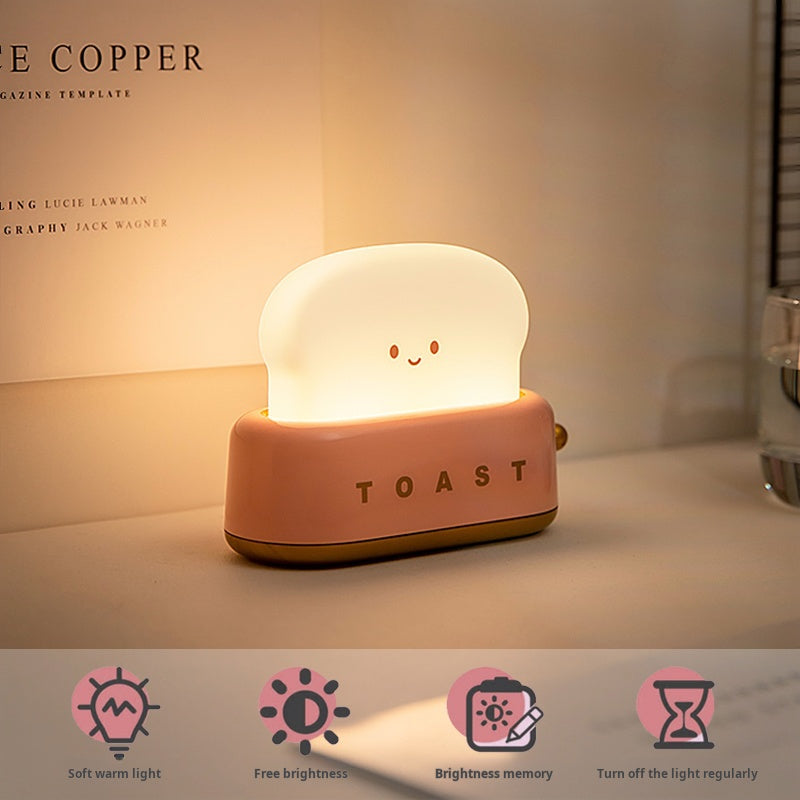 FUNKY LIGHTING, cute bread toast night light, night light for kids, rechargeable night light, diammable night light, decorative night light, silicone night light