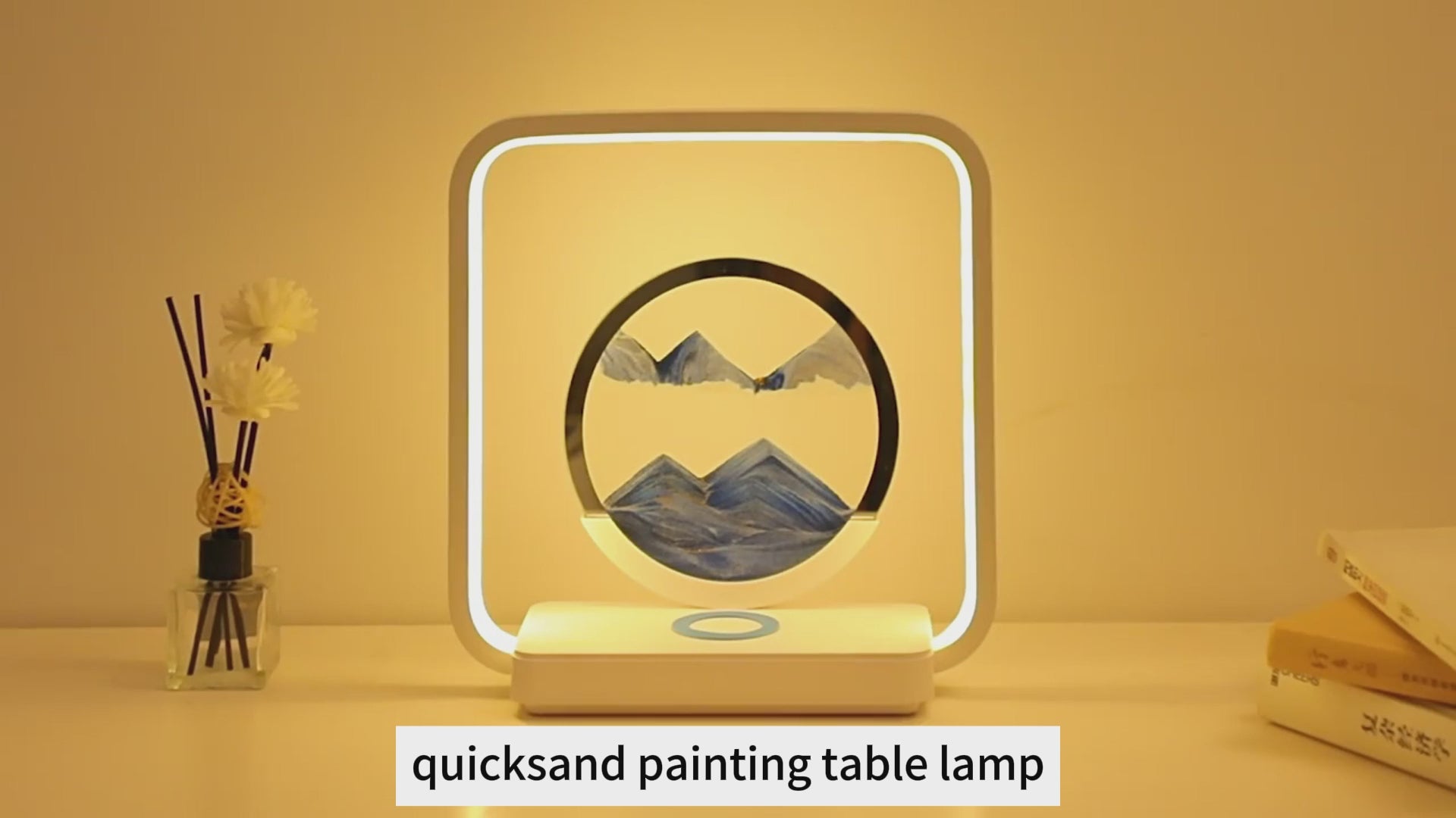 FUNKY LIGHTING, sand art desk lamp,  modern desk lamp, led desk lamp, cordless desk lamp, decorative desk lamp, aesthetic desk lamp, wireless charging desk lamp